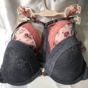 2 pk Push Up Racer Back Bras 38C